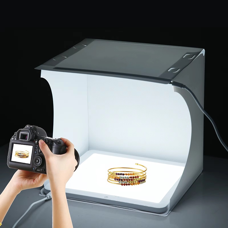 Photography Lighting Backdrop - 20cm Portable Photobox Photography Folding LED