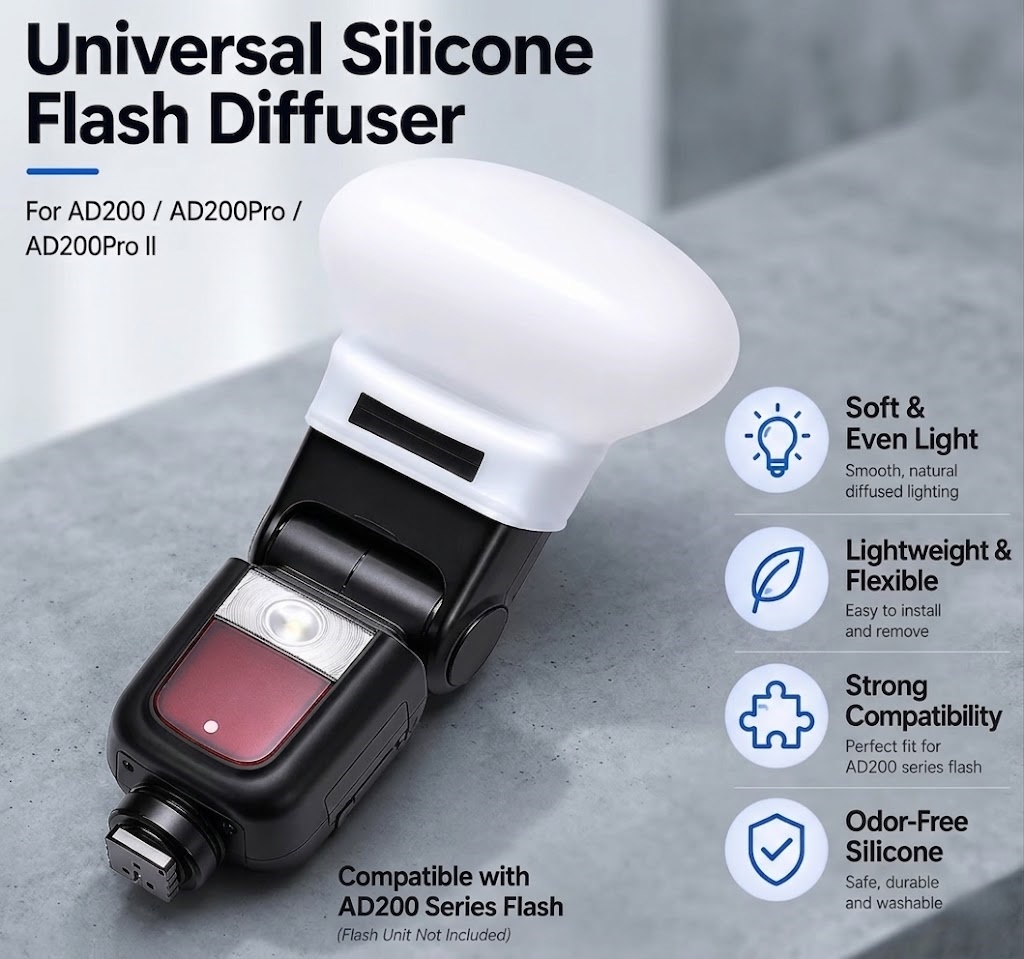 Photography Lighting Diffuser - Silicone Flash Diffuser Soft Cover Compatible