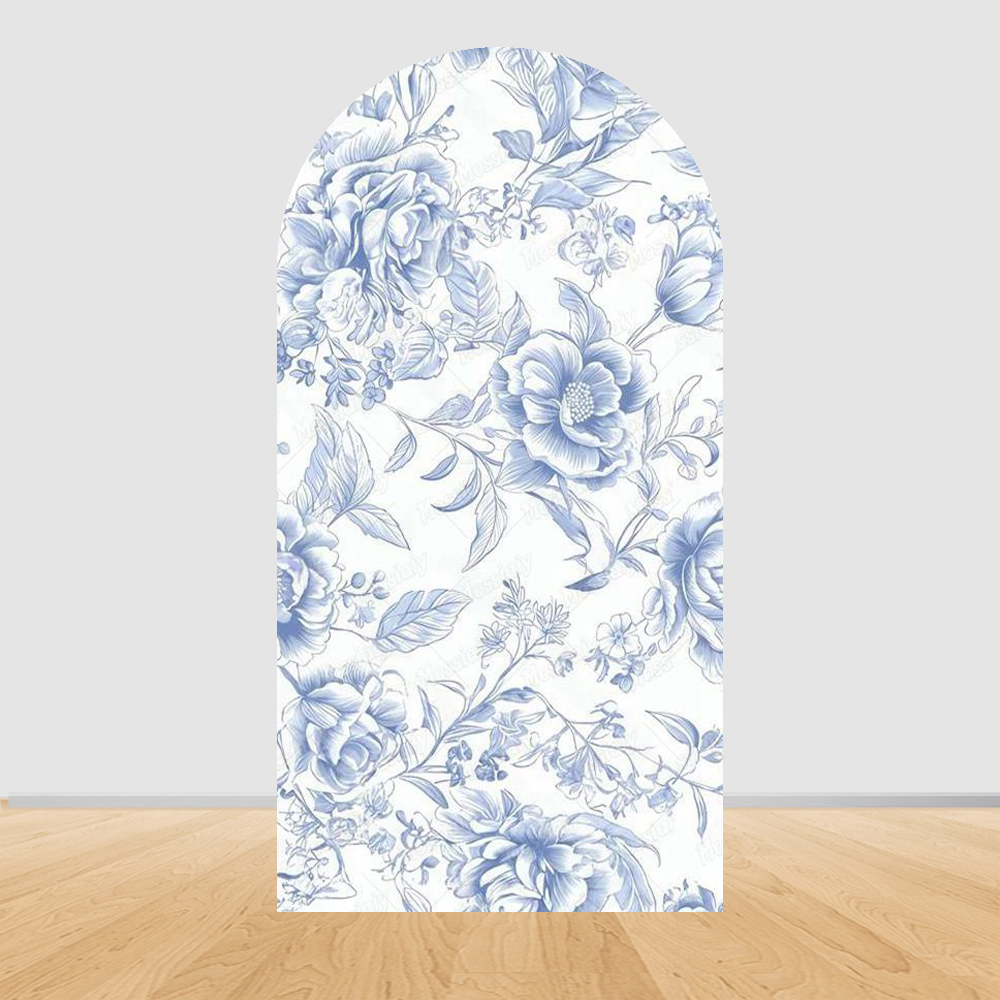 Blue Floral Bow Arch Backdrop  - Photography Lighting Backdrop recension och pris