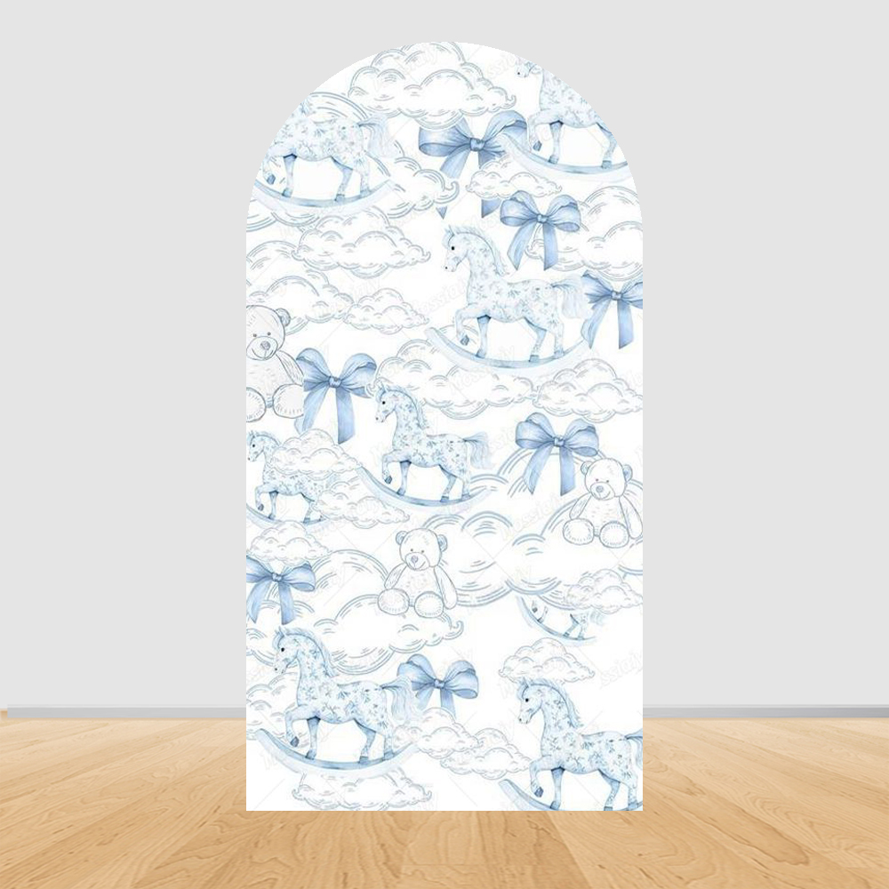 Blue Floral Bow Arch Backdrop  - Photography Lighting Backdrop recension och pris