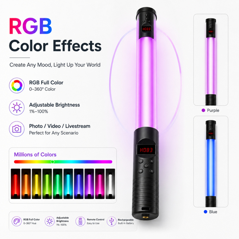 RGB Handheld Video Light Wand, - Photography Lighting Stick recension och pris