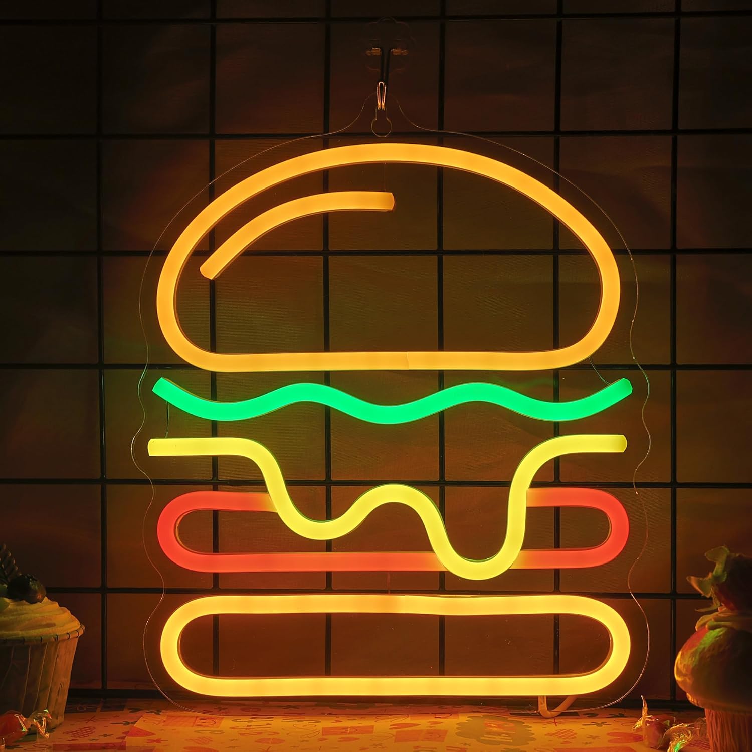 Burger Neon Sign with Layered  - Photography Lighting For Food recension och pris