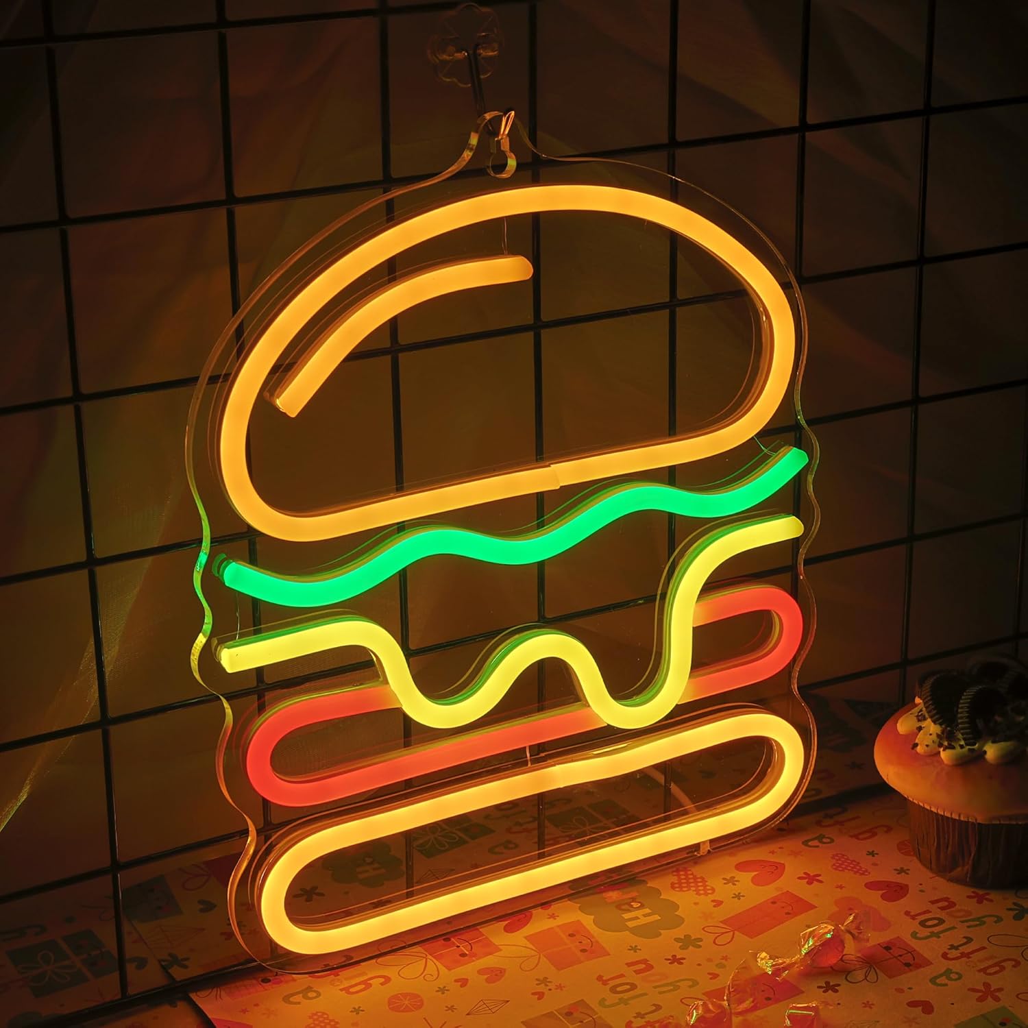 Burger Neon Sign with Layered  - Photography Lighting For Food recension och pris
