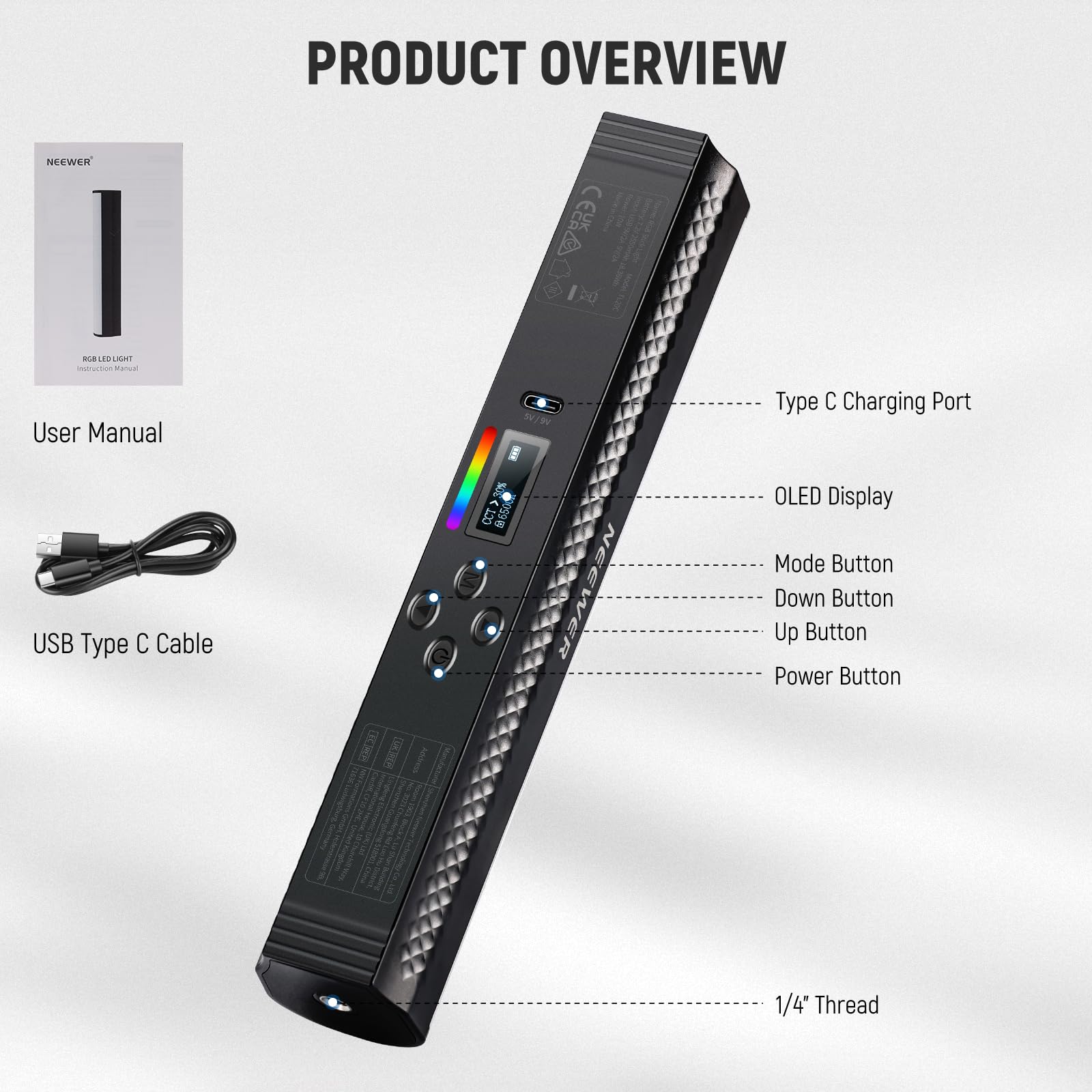 NEEWER RGB Light Wand with APP - Photography Lighting Stick recension och pris