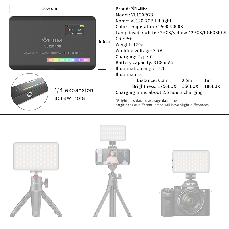 Ulanzi VL120 RGB Camera Video  - Photography Lighting Uk recension och pris